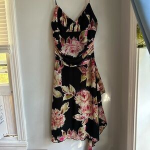 Vintage 90's Betsy & Adam Black Dress with Pink Floral Design